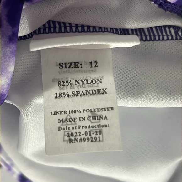 Kanu Surf Groovy Purple Girls One Piece bathing Suit Size 12 New with Tag - Picture 7 of 7